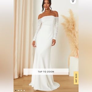 Lulus Elegant Eternity White Mesh Ruched Off-the-Shoulder Maxi Dress